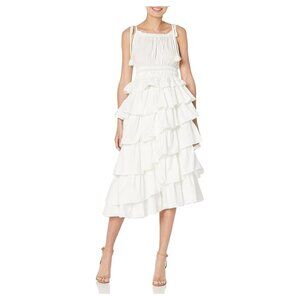 Steve Madden White Tiered Ruffle Midi Dress – Bridal Shower or Engagement Ready